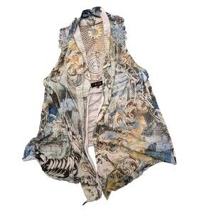 B.L.E.U. Women’s Boho Vest With Embroidered Embellishment Multicolored Size S